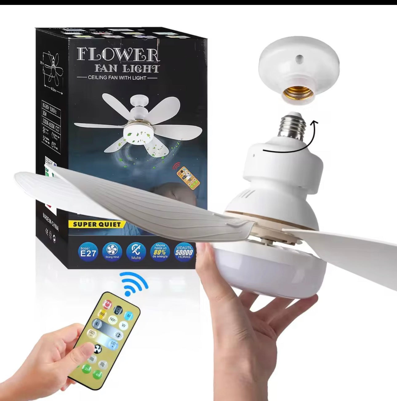 30W/40W Ceiling Fan with Remote Control LED Light Fan E27 Base, Intelligent Silent Ceiling Fan for Bedroom and Living Room