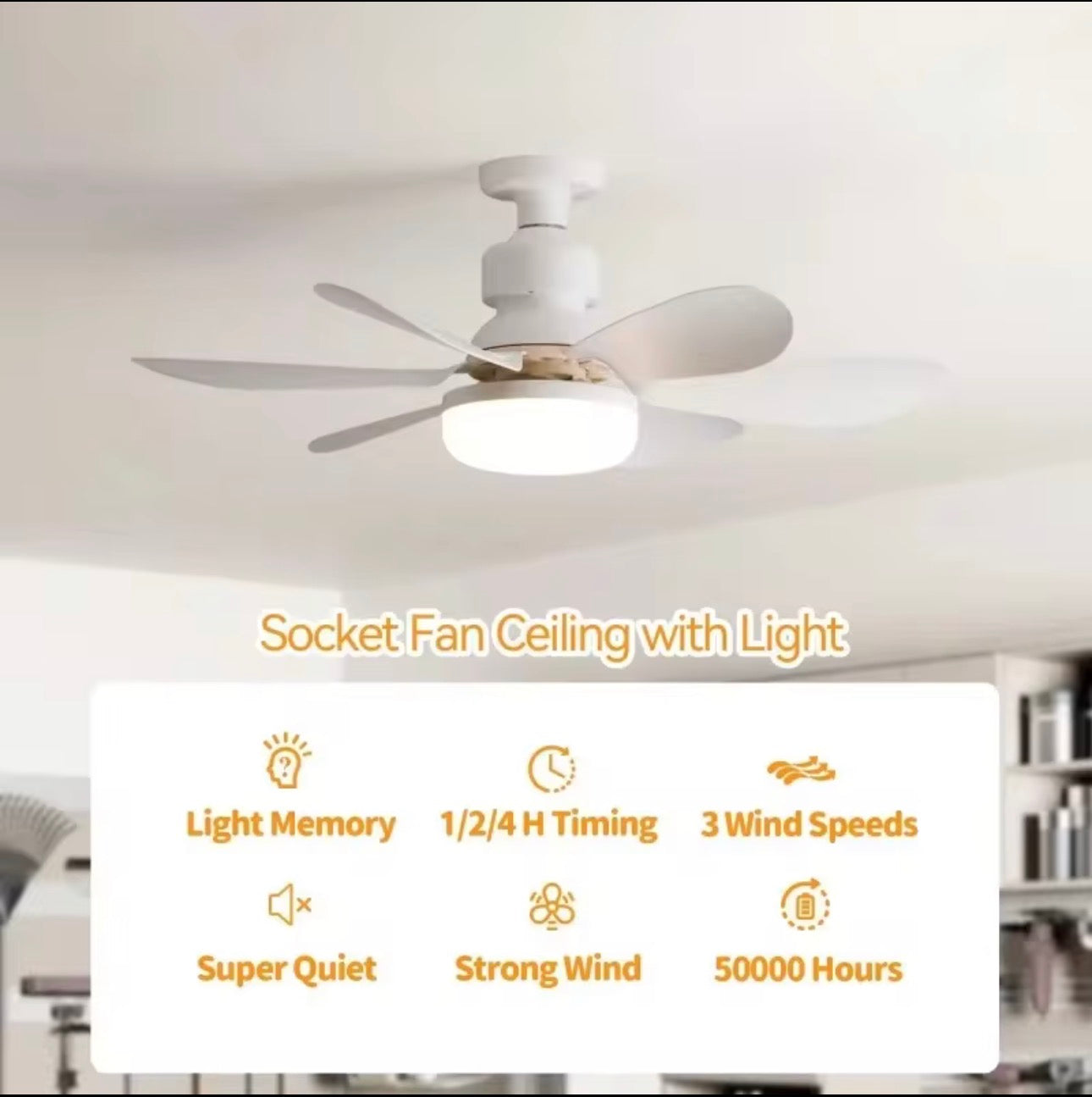 30W/40W Ceiling Fan with Remote Control LED Light Fan E27 Base, Intelligent Silent Ceiling Fan for Bedroom and Living Room