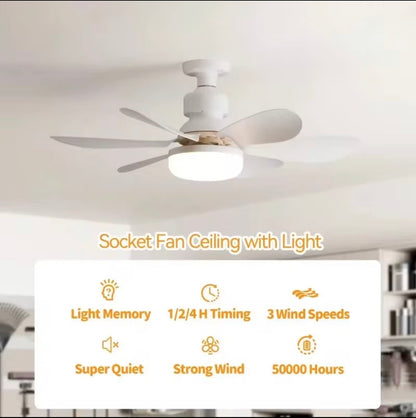 30W/40W Ceiling Fan with Remote Control LED Light Fan E27 Base, Intelligent Silent Ceiling Fan for Bedroom and Living Room