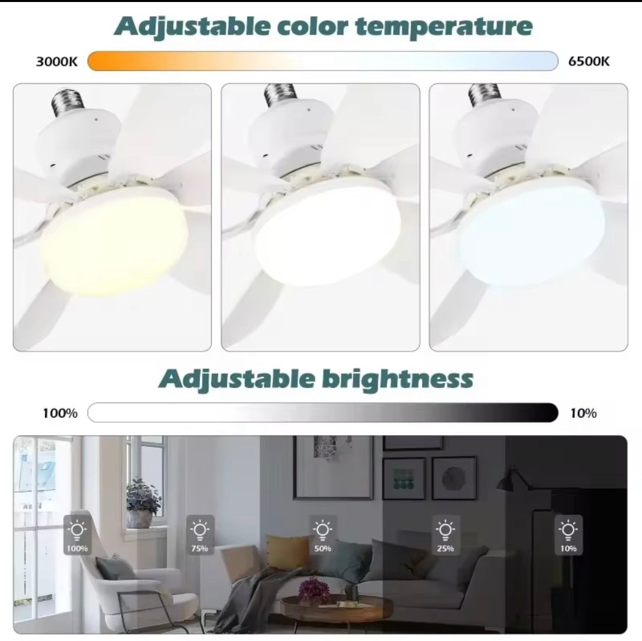 30W/40W Ceiling Fan with Remote Control LED Light Fan E27 Base, Intelligent Silent Ceiling Fan for Bedroom and Living Room