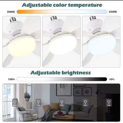 30W/40W Ceiling Fan with Remote Control LED Light Fan E27 Base, Intelligent Silent Ceiling Fan for Bedroom and Living Room