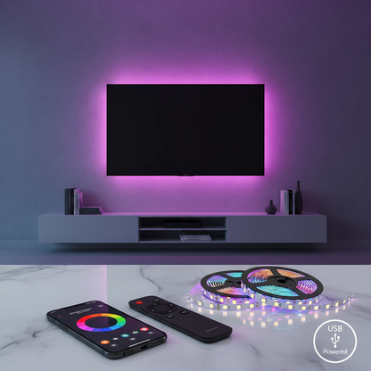 LumiGlow Luxury RGB LED Strip Light — Smart App Control & Voice Assist