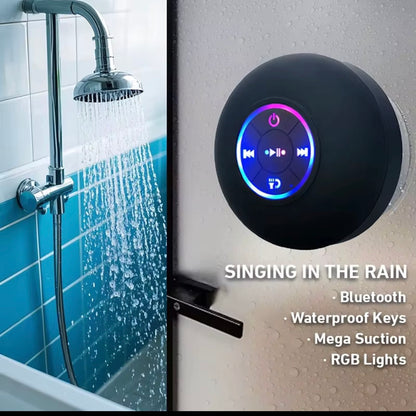 Portable Wireless Bluetooth Speaker LED Light IPX4 Waterproof Loudspeaker Outdoor Bathroom Large Suction Cup Stereo Sound Box