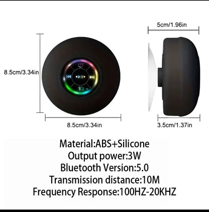 Portable Wireless Bluetooth Speaker LED Light IPX4 Waterproof Loudspeaker Outdoor Bathroom Large Suction Cup Stereo Sound Box