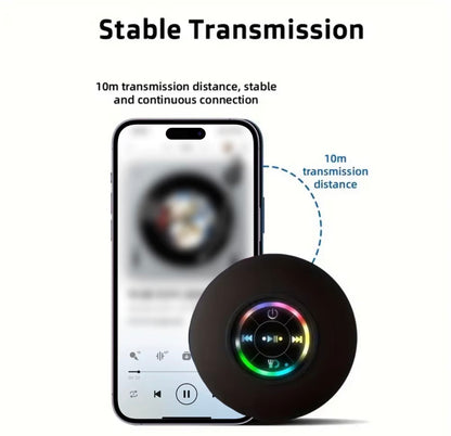 Portable Wireless Bluetooth Speaker LED Light IPX4 Waterproof Loudspeaker Outdoor Bathroom Large Suction Cup Stereo Sound Box